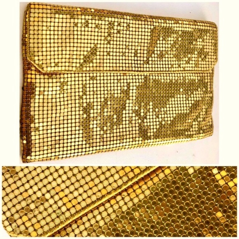 Vintage Whiting & Davis Gold Chainmail 70’s Clutch Bag